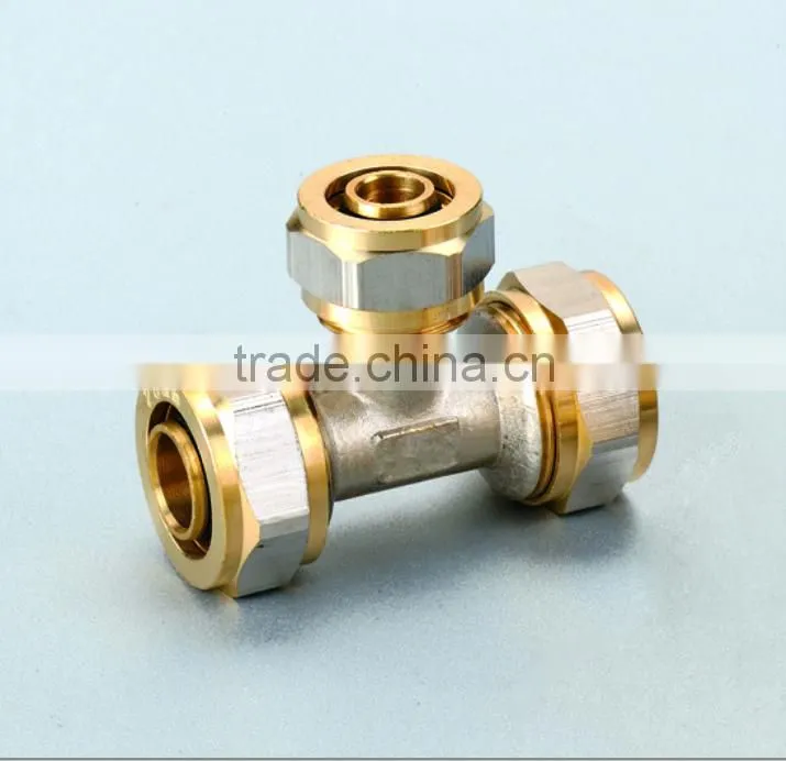 nickel plating brass tee for pex-al-pex pipe