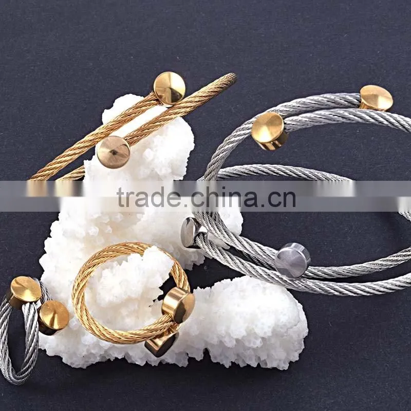 2016 hot new arrivals bangles stainless steel wire bangle bracelet jewelry sets 2016
