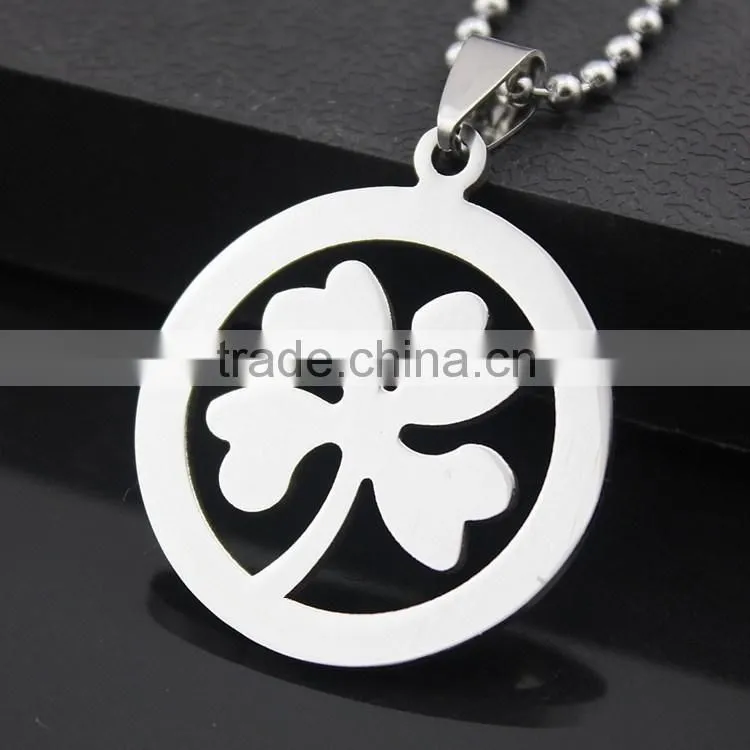 Stainless steel four leaf clover pendants necklace