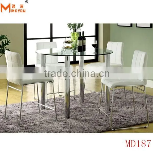 low price 4 seater round glass dining table