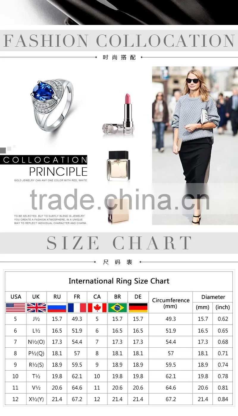 2015 latest popular light large blue natural stone rings for young women