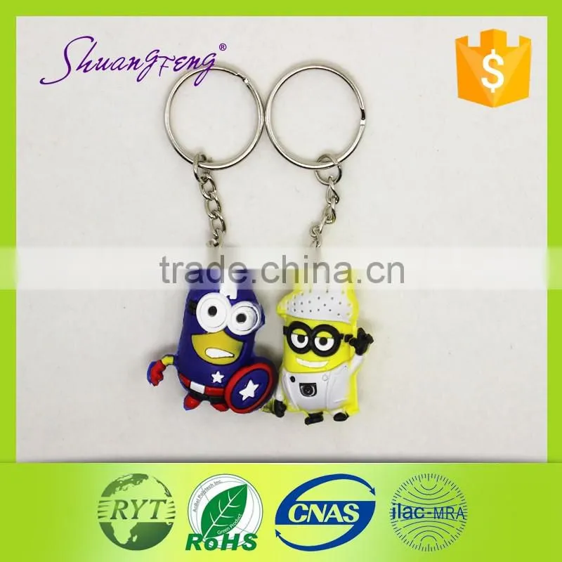 2016 custom design promotional PVC keychain ,rubber keychain