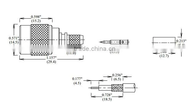 TNC Male Connector Crimp/Solder Attachment For RG58, LMR-195 Cable