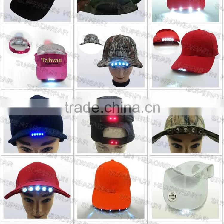 100% cotton embroidery cute logo LED cap
