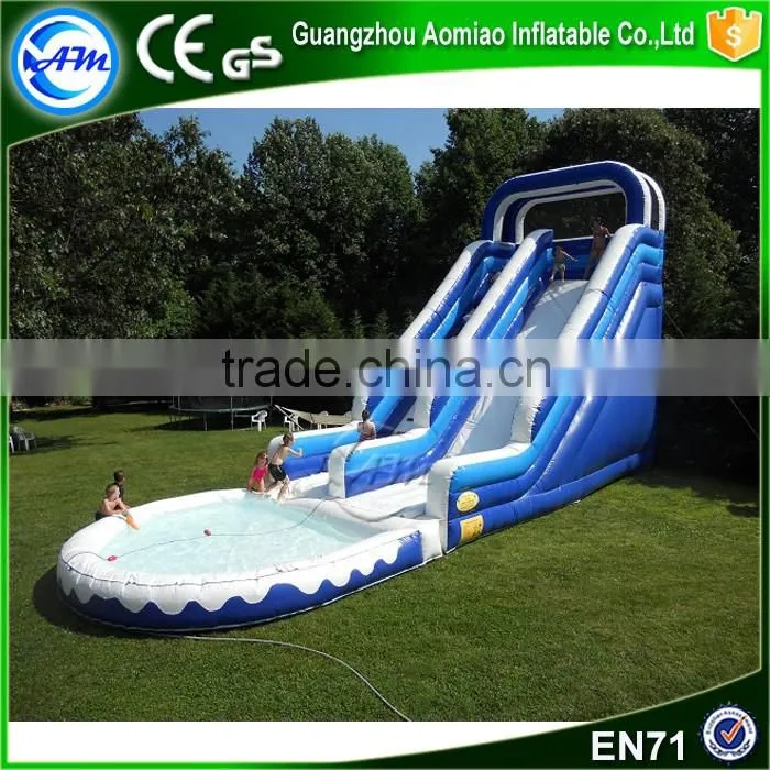 0.55mm PVC meterial inflatable slide with pool,adult size inflatable water slide