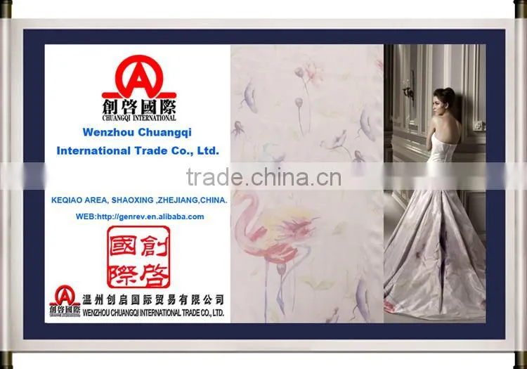 fashion design fabric printed by woven poplin cotton fabric for wedding dress