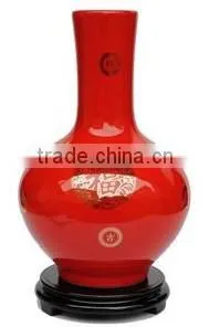 Antique decorative ceramic red vase