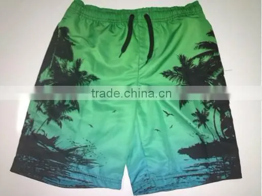 100%polyster stock printed boy's beach shorts
