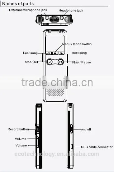 Multilingual 700 Pen Voice Recorder 8GB Can Work for 350 hours Recording Digital with MP3 Playing function