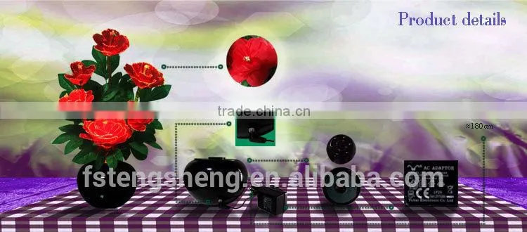 Wedding decoration silk flower arrangements in vases led fiber optic flower lamp
