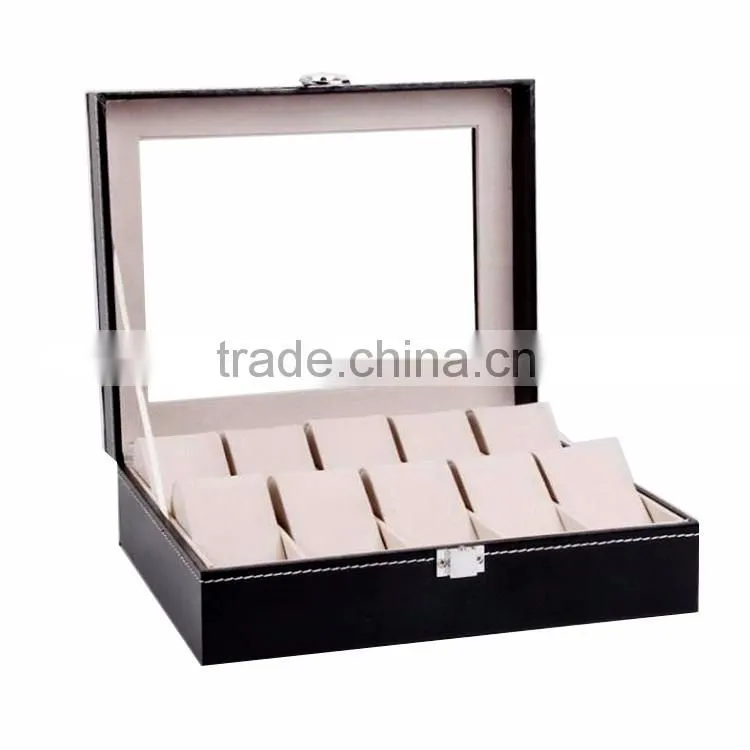 Wholesale Custom Stunning Wlegant 10 Slots Black Wooden Watch Boxes For Men.