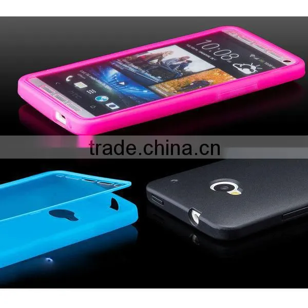 SILICON BUILT IN SCREEN PROTECTOR WRAP PHONE TPU CASE COVER FOR HTC ONE M7