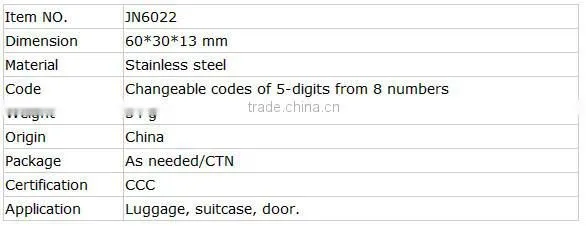 JN6022 3 Digit Changeable Combination Pad Lock