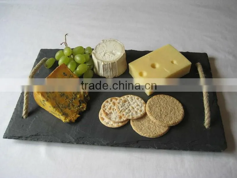 original slate cheese board with hemp rope handles