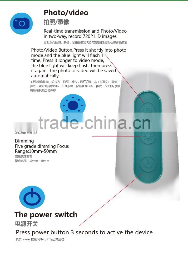2016 Best medical devices intraoral camera wireless wifi medical dental camera wireless dental oral camera with 720P HD