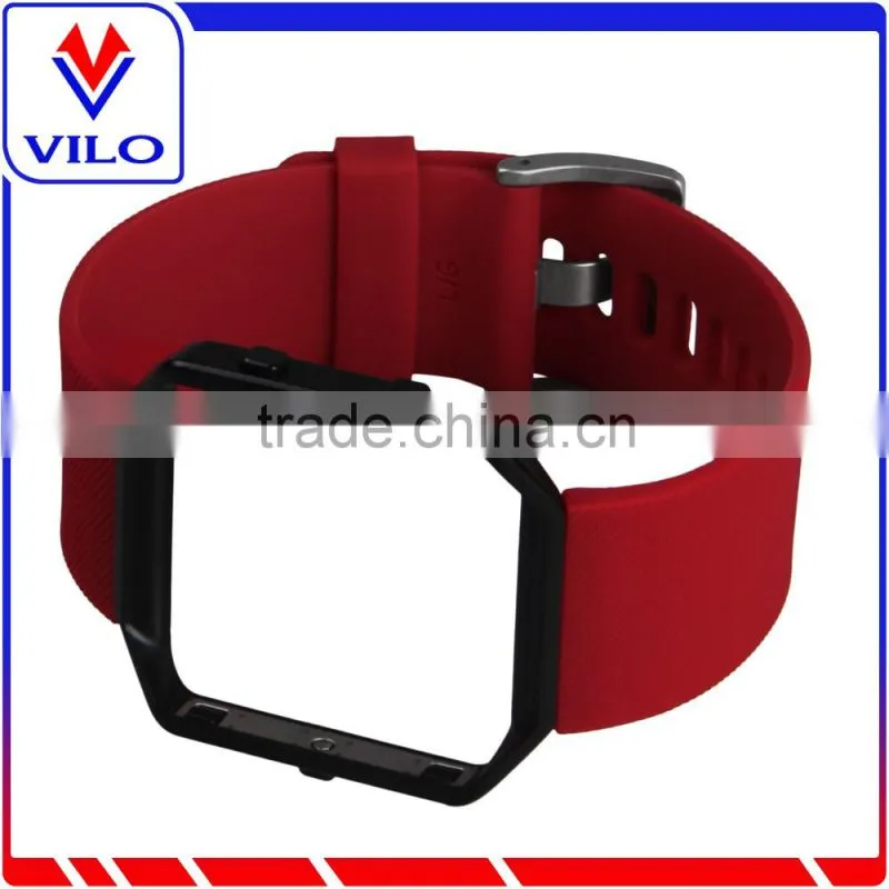 Silicone Bracelet Strap Replacement Band with Metal Frame For Fitbit Blaze Smart Watch