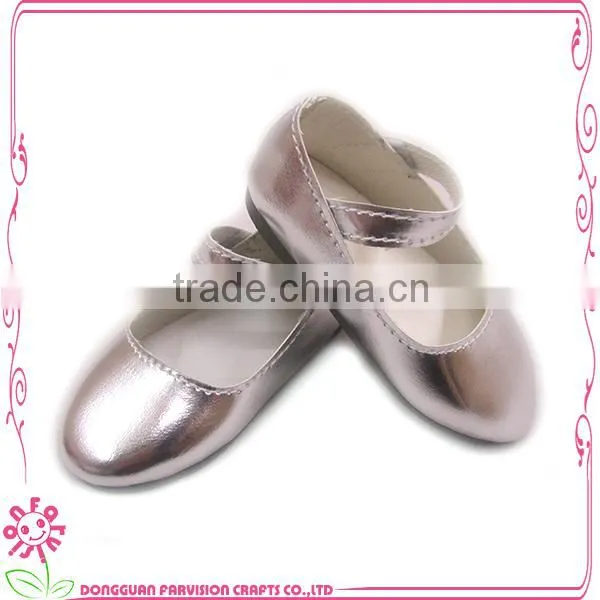 Mini golden doll shoes with bow OEM 18'' doll shoes for kids