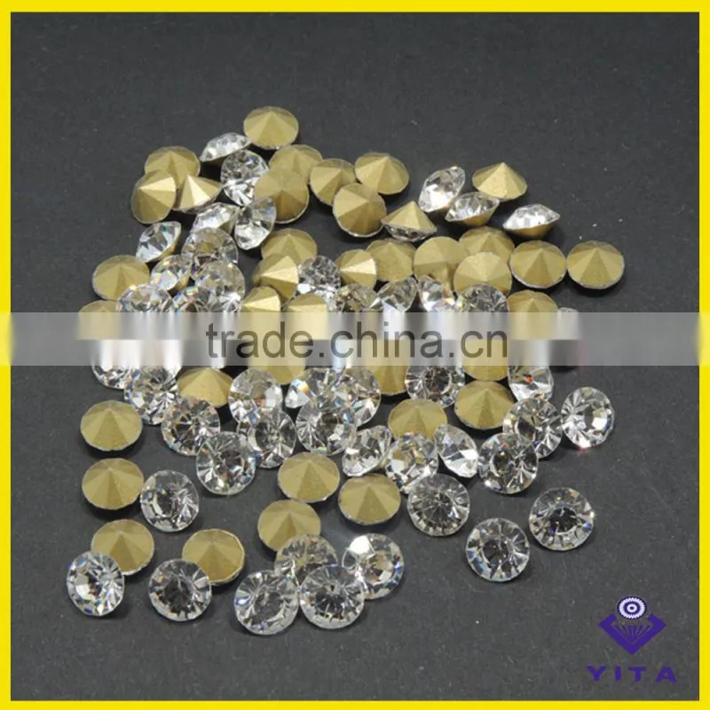 Big size white machine cut glass chaton crystal point back rhinestone for jewelry