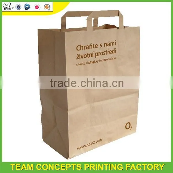 custom offset printing flat handle kraft paper bag