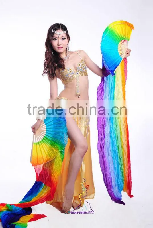 SWEGAL belly dance silk fan veil,belly dance fan veils SGBDD14006