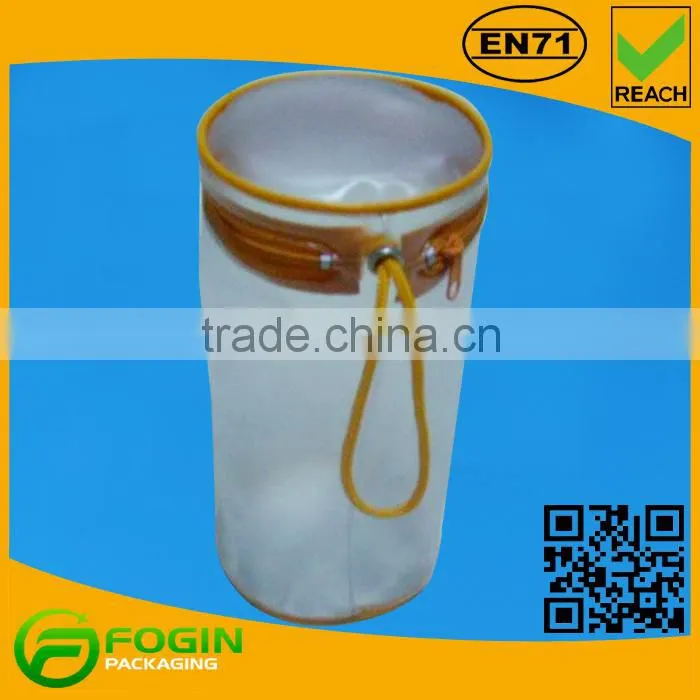 transparent round zipper pvc bag with handle