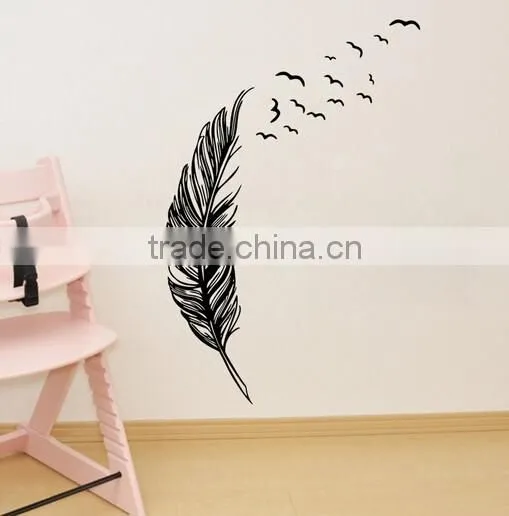 Wall Sticker Vinyl Birds Flying Feather Bedroom Home Decal Mural Art Decor
