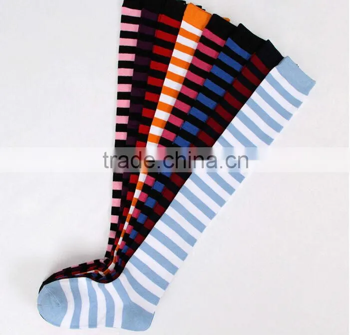 Red 100 Cotton Girls Socks Custom Design Long Women Socks Knee High Socks