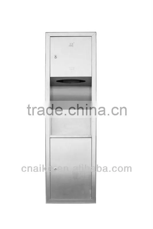 Combination Cabinet RECESSED HAND DRYER +TOWEL DISPENSER +DUSTBIN, SS.304