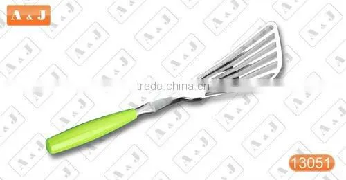Stainless Steel Slotted Turner with Green Handle