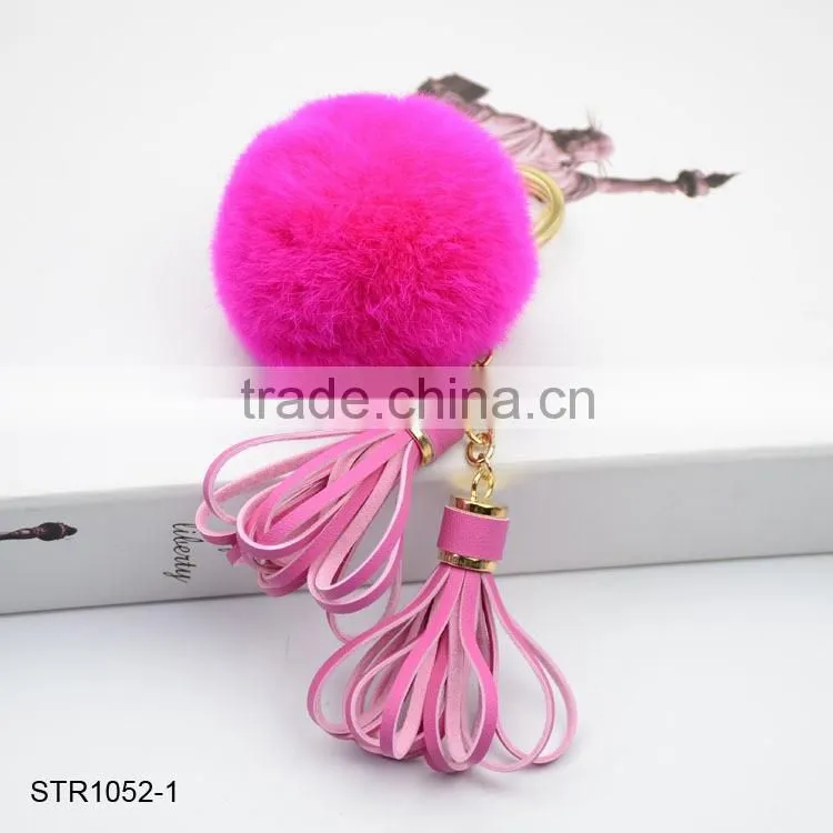 20 Colors 8cm Genuine Rex Rabbit Fur Ball Pom Pom Keychain Fur Ball Keychain