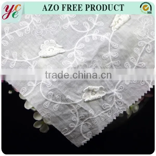 snow white 3d embroidery fabric for dress