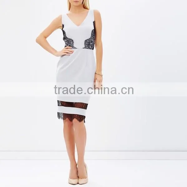 Wholesale Lace Insert Pencil Design Dress Women Clothes