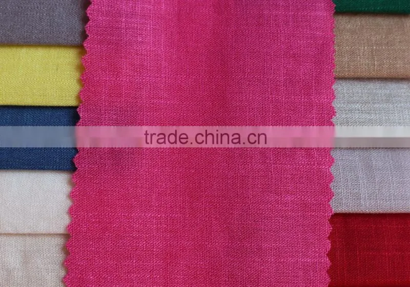 plain dyed solid color woven linenette blend nylon viscose fabric