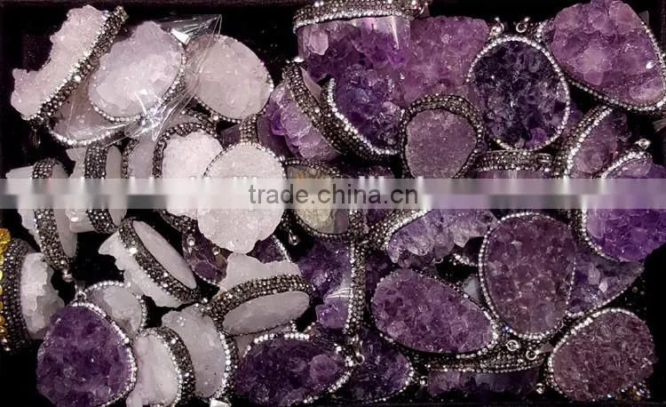 Clear Crystal Geodes Pendants Crystal Quartz Clusters Druzy