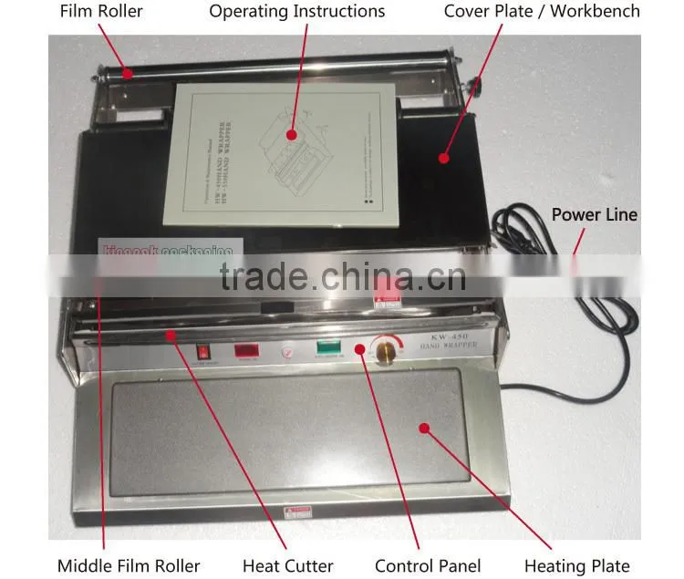 KW450 Small Food Tray Cling Film Wrapping Machine