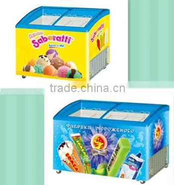 Best seller curved sliding glass door chest freezer