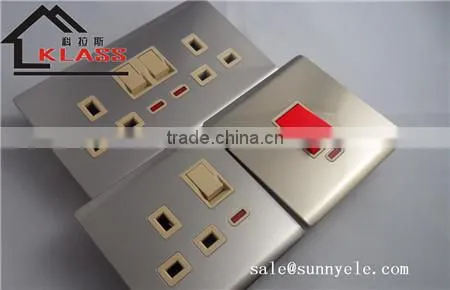 Libya electric light brushed stainless wall switch and socket