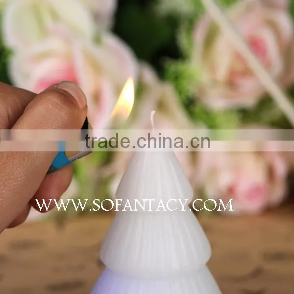 Christmas tree shape paraffin wax christmas shaped led candles,colour changing led wax candle wedding decoration