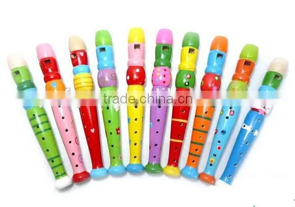 Factory Supply Cheap Colorful Wooden Flute Toy