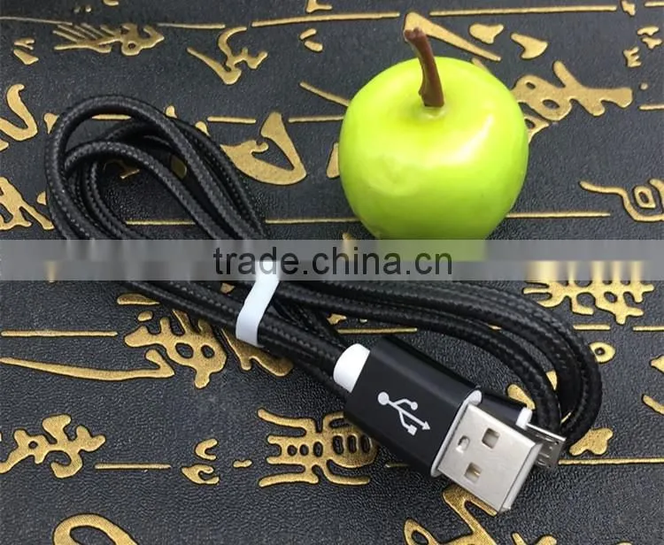 Durable 1m nylon braided usb cable for android phones, micro usb v8 charger cable charging cord