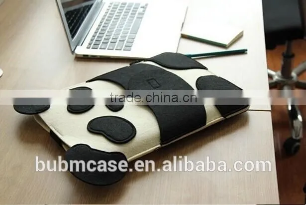 FASHION new arrive BUBM Black Color 9.7 inch Wool Felt Tablet Case Cute Cartoon Panda Bag