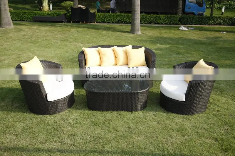 Modern 4 Piece Patio Wicher Sofa Rattan Sofa Couch Set 6422