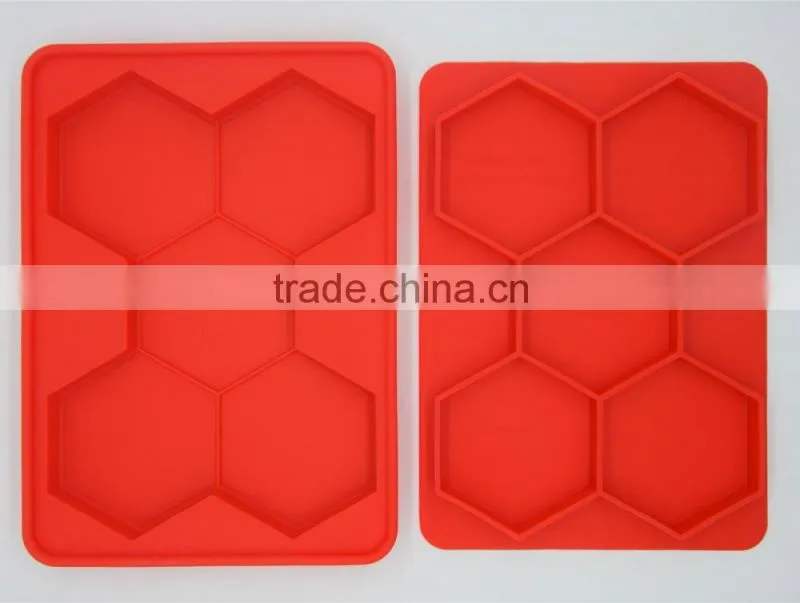2016 amazon hot Wholesale BPA free FDA food grade 5 cavity large meat pie trays silicone hamburger presser