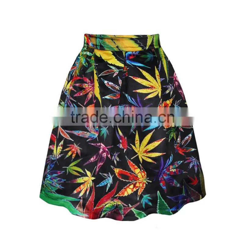 Wholesale lady skirt tutu skirt Custom Design Maple Leaves Print N19-5