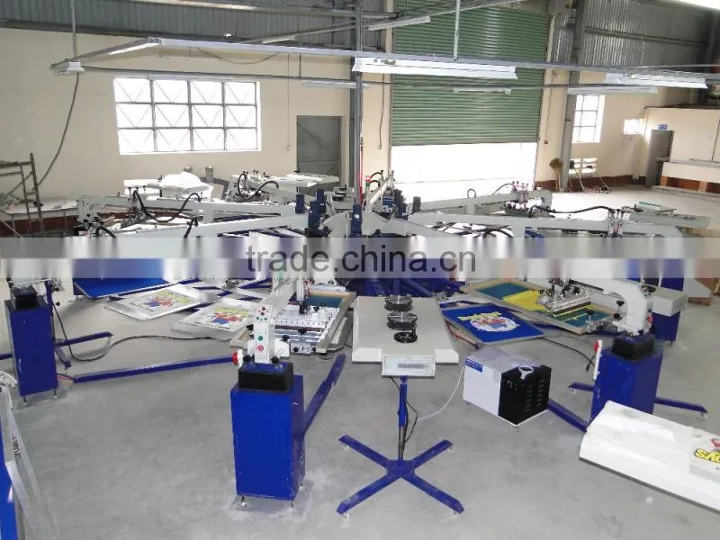 Price of 6 Color 14 Stations Automatic Rotary T-shirt Silk Screen Printing Machine