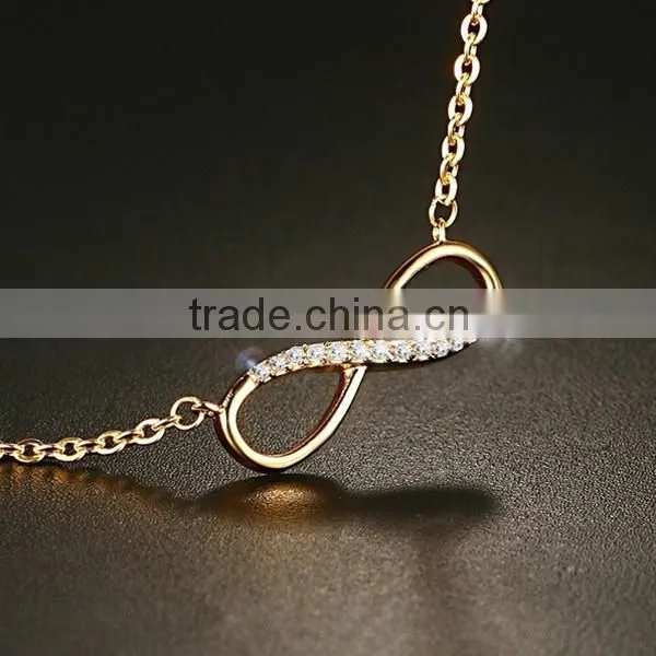 Fashion 18K Plated Zircon Infinity Stainless Steel Necklace