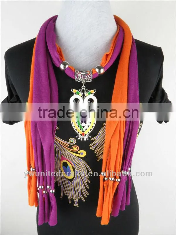 Fashionable Beaded Tassels Owl Pendant Scarf Charm Beautiful Scarf