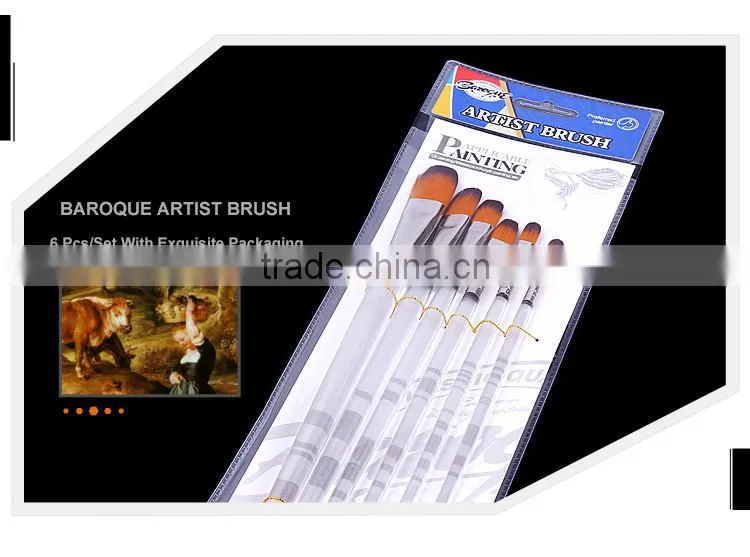 High Quality 6Pcs Watercolor Gouache Painting Brushes For Kid Acrylic Handle Nylon Hair Artist Paint Acrylic Brushes For Drawing