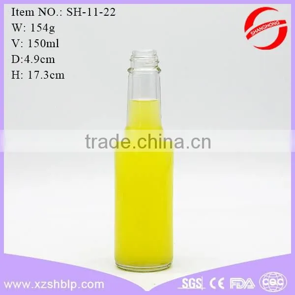 350ml Clear Long Neck Beverage Glass Bottle with Screw Top