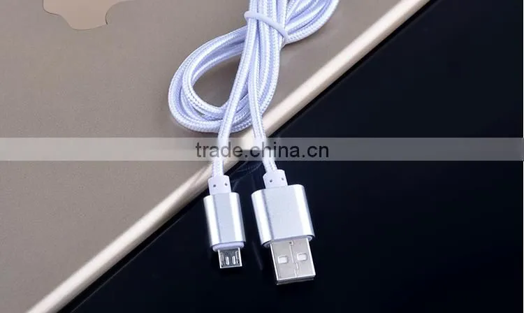 Nylon Woven USB Cable for V8 micro usb data cable for HTC Sony Xiaomi smart phone